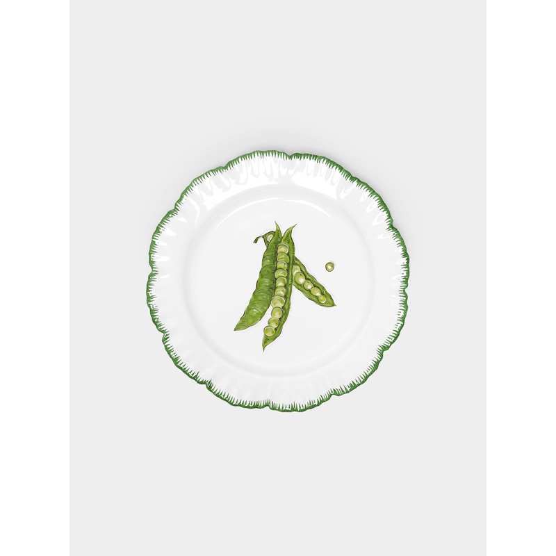 Vegetable Garden Peas Hand-Painted Ceramic Salad/Dessert Plate