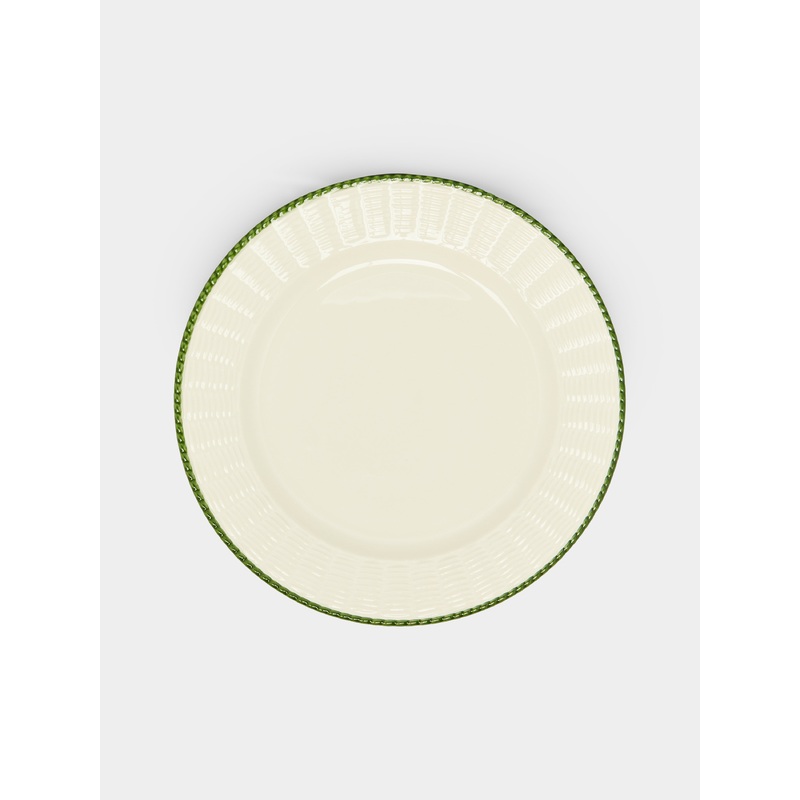 Wicker Hand-Painted Ceramic Dinner Plates (Set of 4)