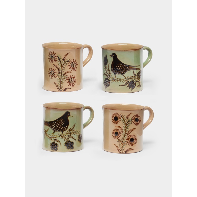 Animals Hand-Painted Ceramic Mixed Mugs (Set of 4)