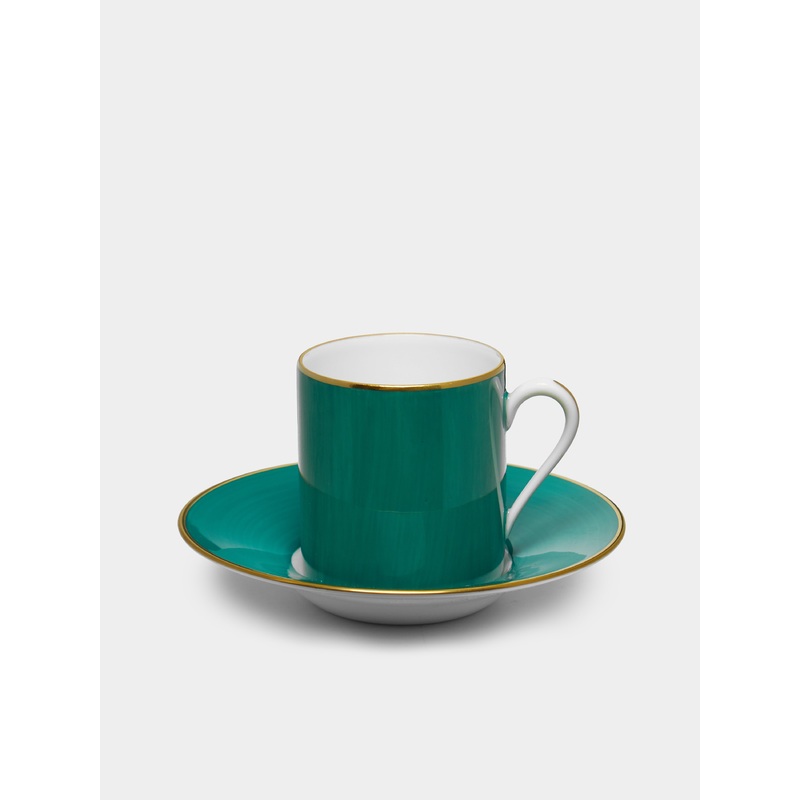 Coco Hand-Painted Porcelain Coffee Cup and Saucer