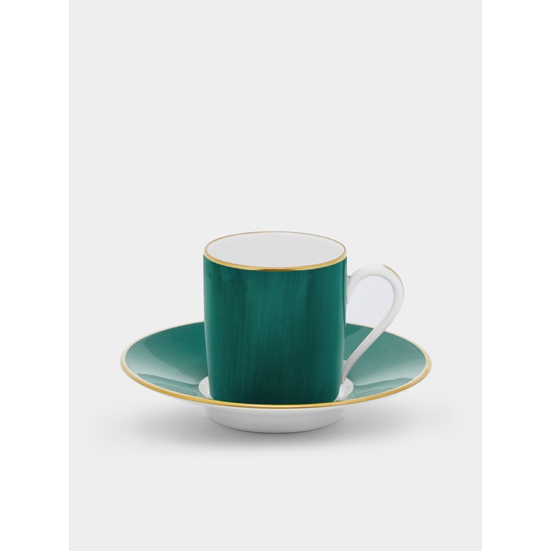 Coco Hand-Painted Porcelain Espresso Cup and Saucer