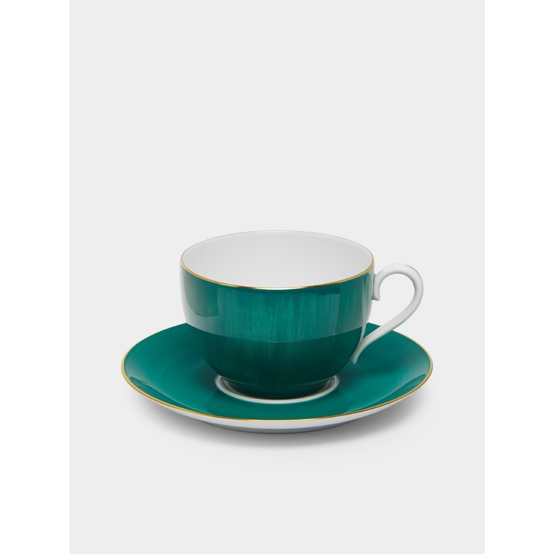 Coco Hand-Painted Porcelain Large Teacup and Saucer