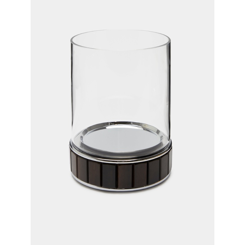 Ebony and Glass Large Candle Holder