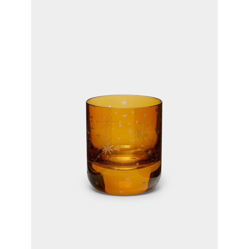 Fireworks Hand-Engraved Crystal Votive Candle Holder