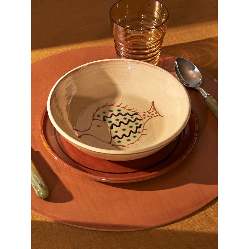 Fish Hand-Glazed Slipware Bowls (Set of 4)