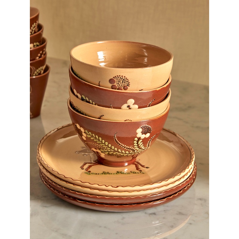 Flowers Hand-Painted Ceramic Bowls (Set of 4)
