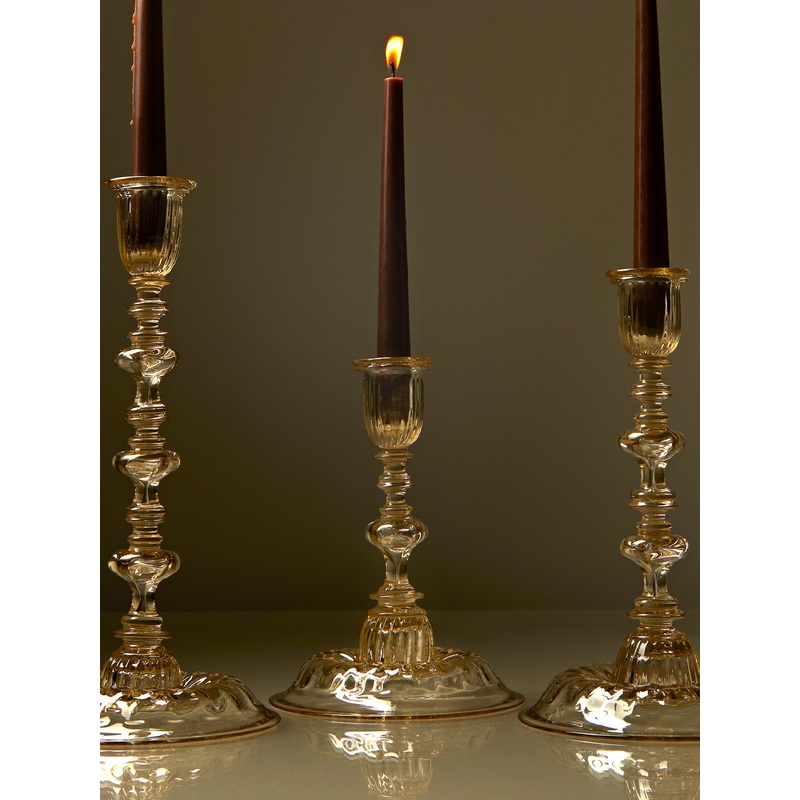 Hand-Blown Glass Small Candlestick