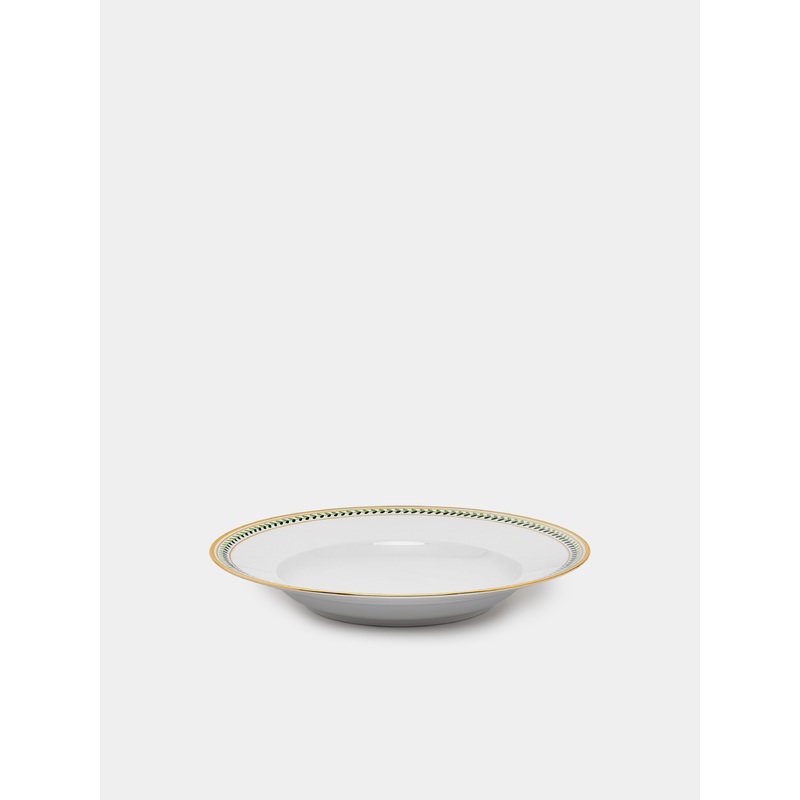 Leafed Edge Hand-Painted Porcelain Soup Plate