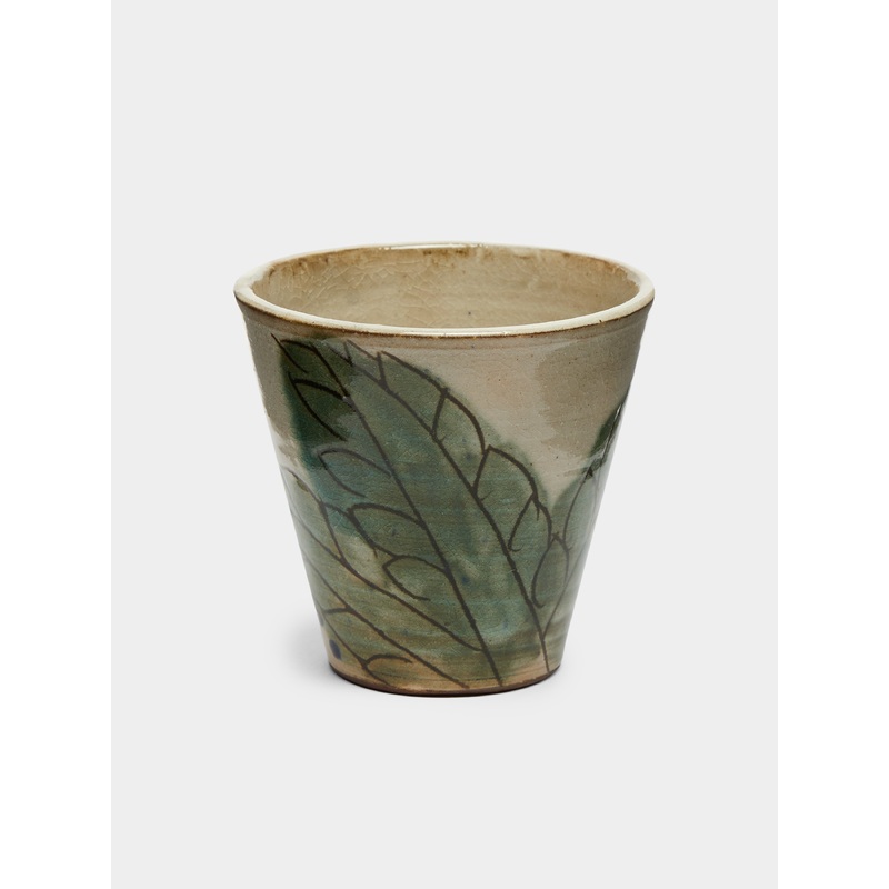Leaves Hand-Painted Ceramic Espresso Cups (Set of 4)
