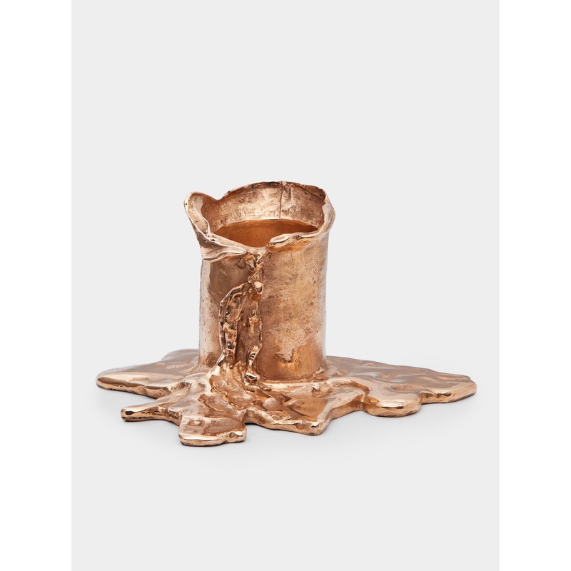 Melted Hand-Cast Bronze Candle Holder
