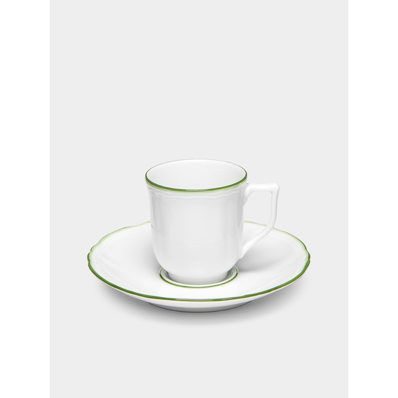 Touraine Hand-Painted Porcelain Coffee Cup and Saucer