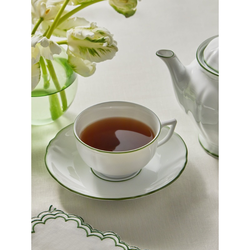 Touraine Hand-Painted Porcelain Teacup and Saucer