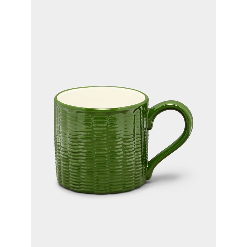 Wicker Hand-Painted Ceramic Mugs (Set of 4)