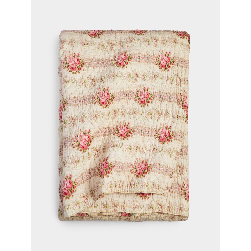 1910s Welsh Floral Wholecloth Quilt