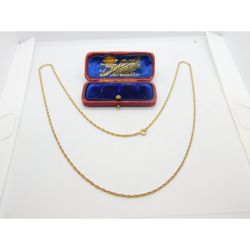 9ct Gold Essential Rope Chain Necklace Antique c1920 Art Deco 24" Length