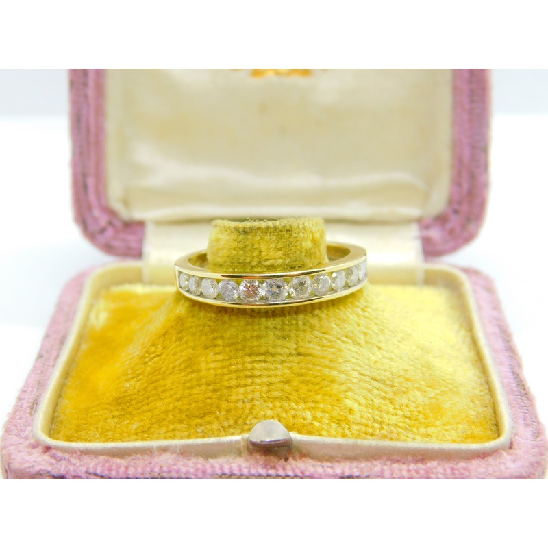 9ct Yellow Gold & 1ct Diamond Half-Eternity Ring Modern 2016 Birmingham