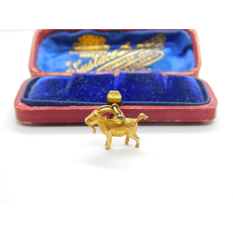 9ct Yellow Gold Capricorn the Goat Zodiac Charm or Pendant c1970 Birmingham