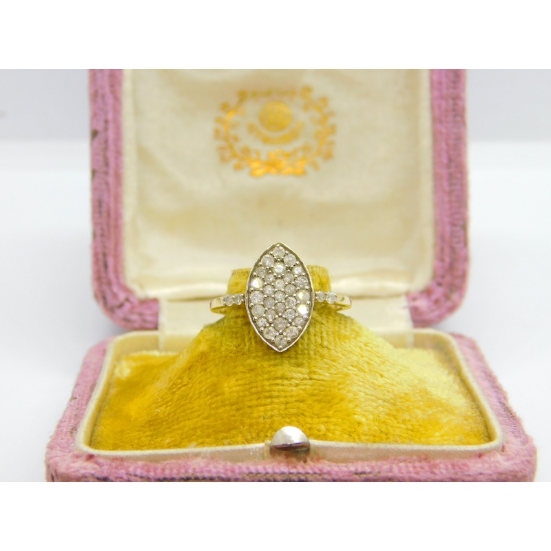 9ct Yellow Gold & Diamond Set Cluster Ring Vintage 1997 Birmingham