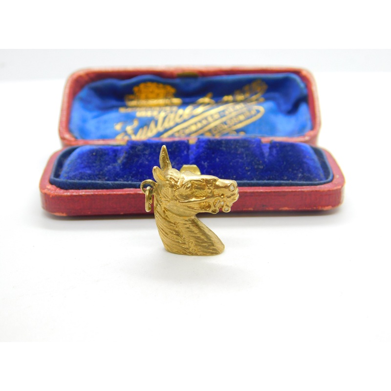9ct Yellow Gold Horse Head Form Charm or Pendant 1973 Birmingham Vintage
