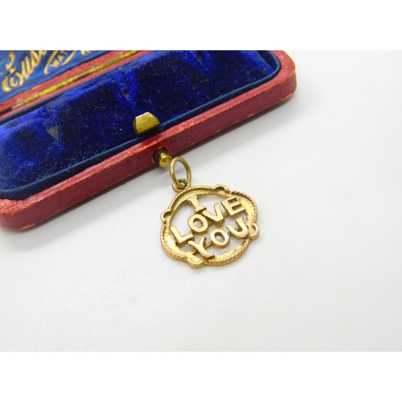 9ct Yellow Gold 'I Love You' Pendant or Charm Vintage 1962 London