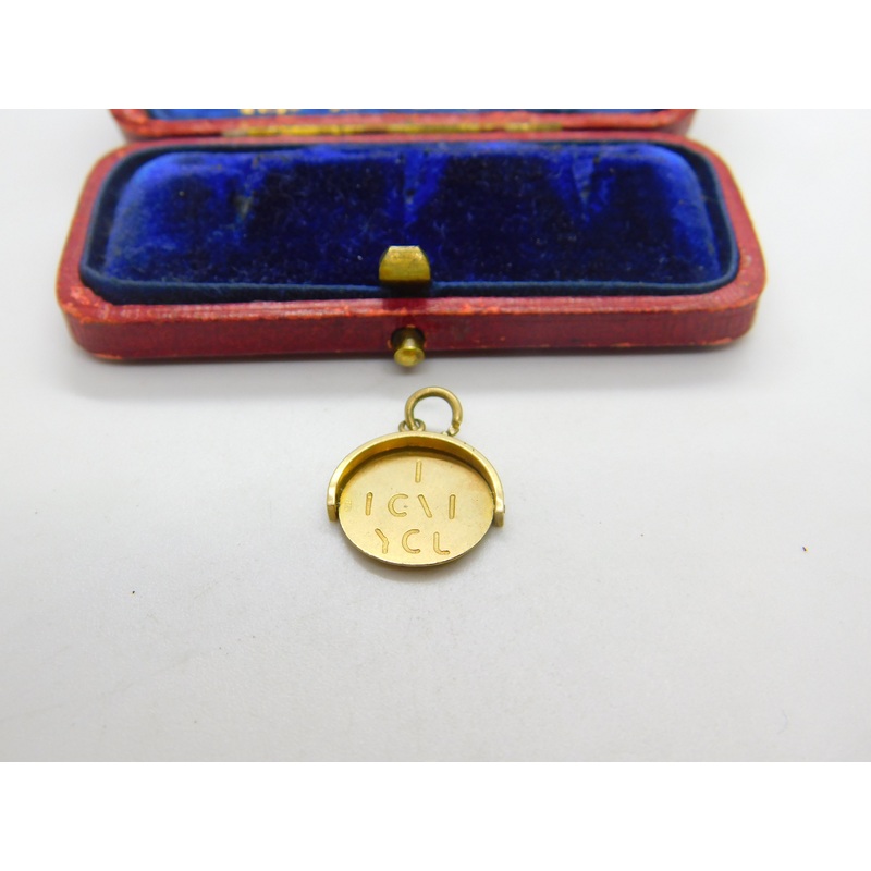 9ct Yellow Gold 'I Love You' Spinner Charm or Pendant 1970 London Vintage