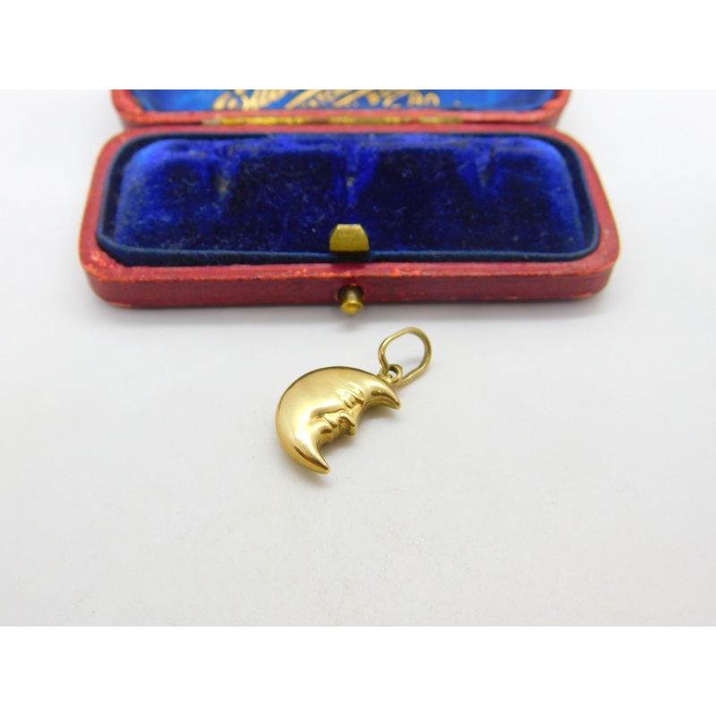 9ct Yellow Gold Man in the Moon Charm or Pendant Vintage c1970