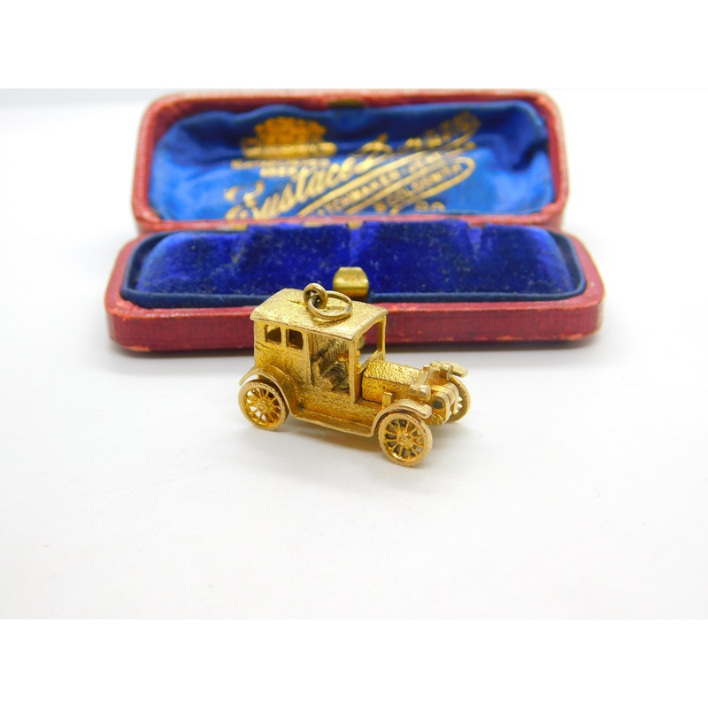 9ct Yellow Gold Motor Car Charm with Openable Bonnet Vintage 1973 Birmingham