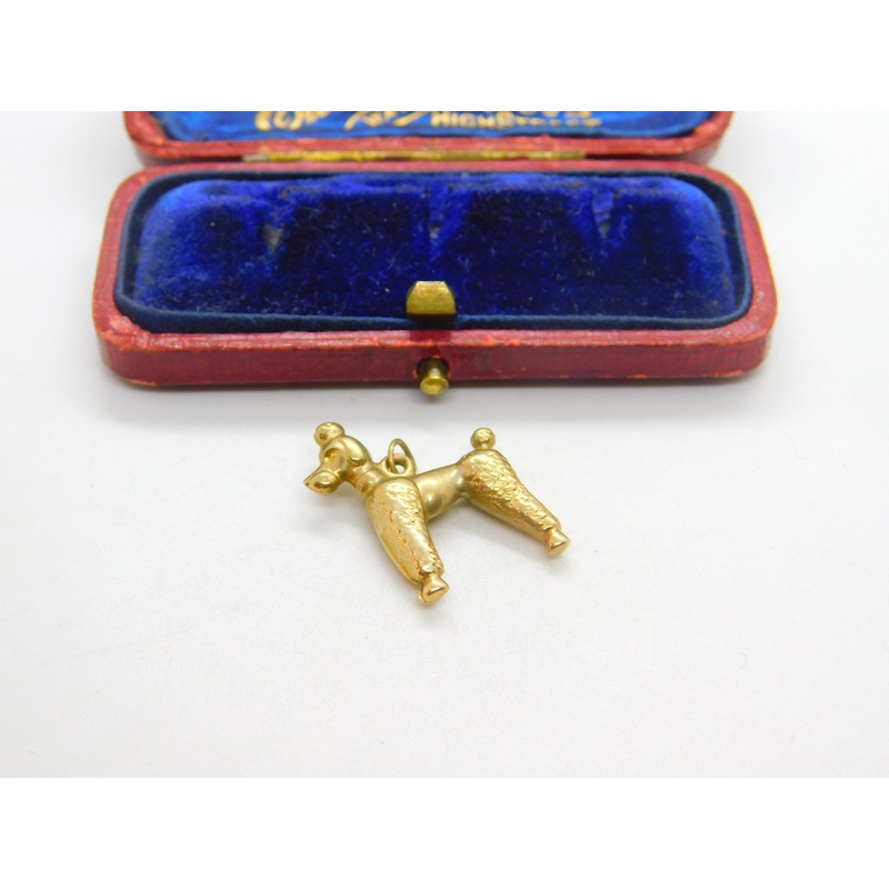 9ct Yellow Gold Proud Poodle Dog Charm or Pendant Vintage c1970