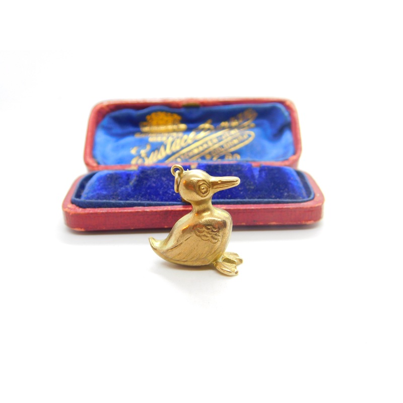 9ct Yellow Gold Puffy Duck Charm or Pendant 1974 Vintage London