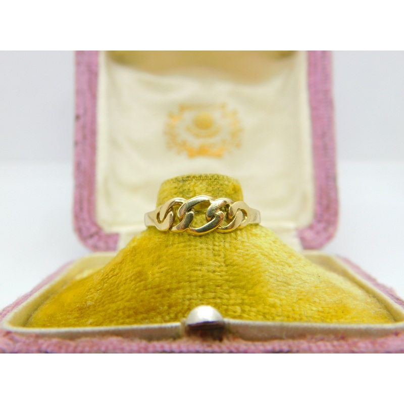 9ct Yellow Gold Rope Twist Chain Band Ring 1984 London Vintage
