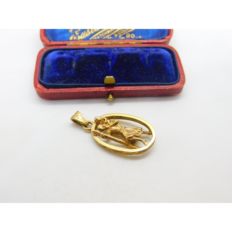 9ct Yellow Gold St Christopher Travel Pendant 1977 Sheffield Vintage