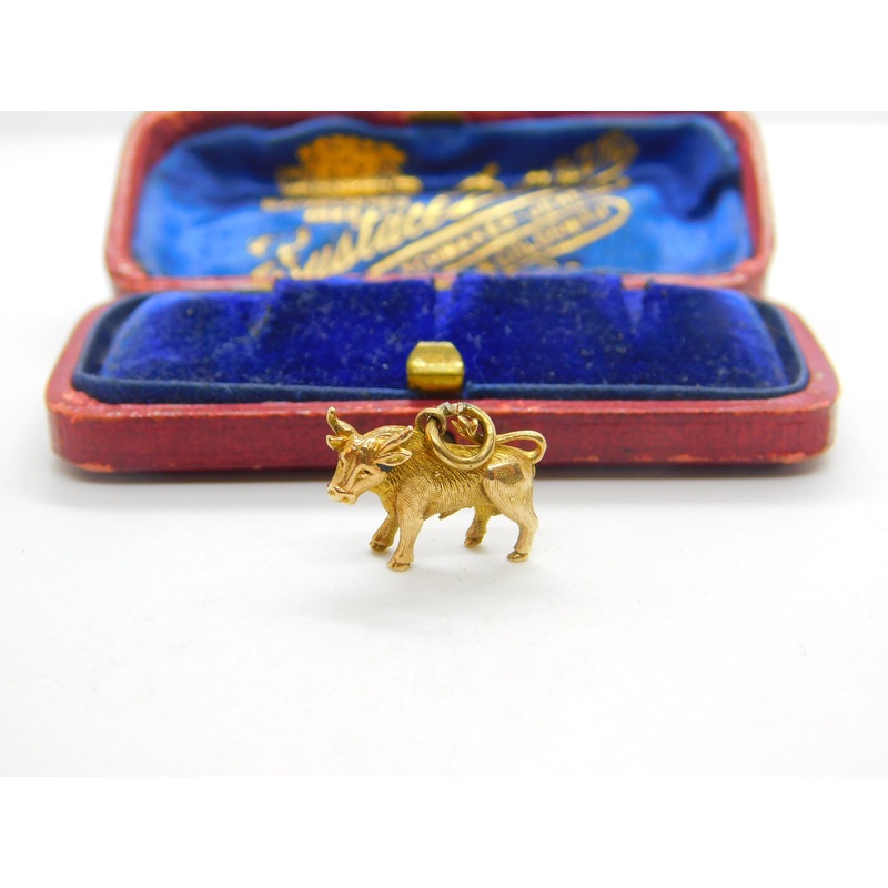 9ct Yellow Gold Taurus the Bull Zodiac Charm or Pendant 1958 Birmingham