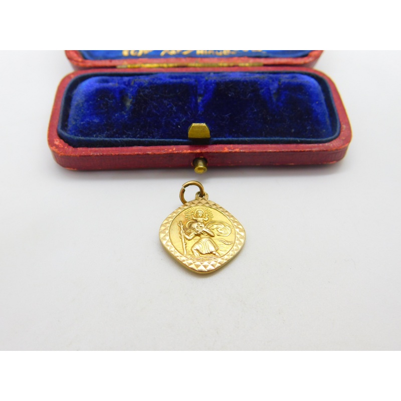 Georg Jensen 9ct Yellow Gold St Christopher with Travel Reverse Charm 1968 London