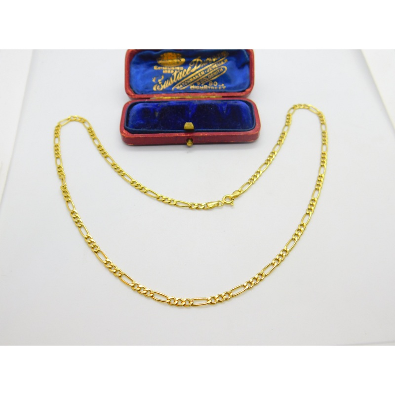 Italian 9ct Yellow Gold Figaro Link Chain Necklace 18" Length Vintage c1990
