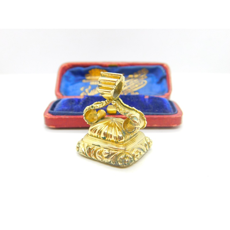 Large Victorian Rolled Gold & Carnelian Set Fob Seal Pendant Antique c1860