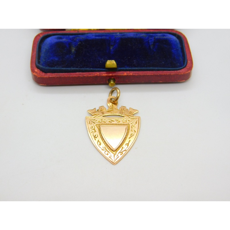 Victorian 9ct Rose Gold Regal Form Sporting Fob Medal 1890 Birmingham Antique
