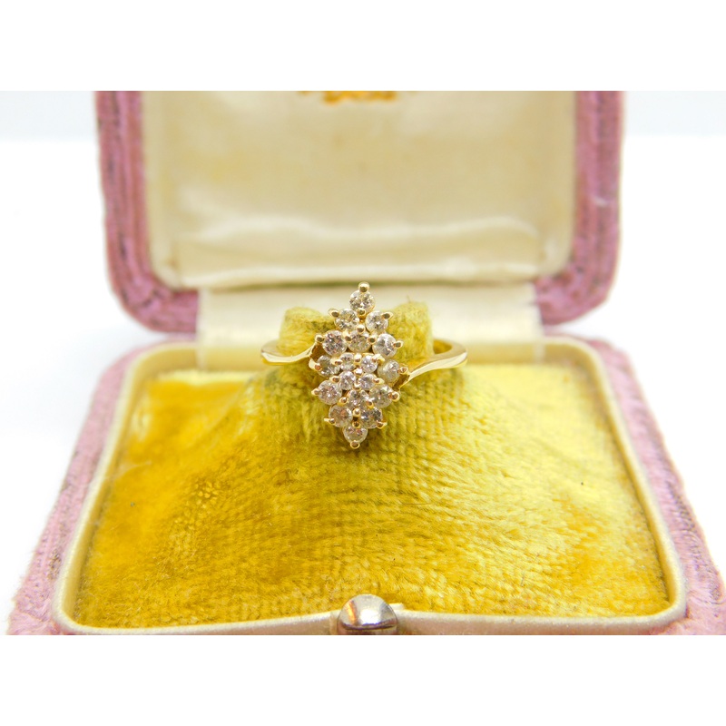 14ct Yellow Gold & Natural Diamond Set Band Ring Vintage c1970 Size K UK