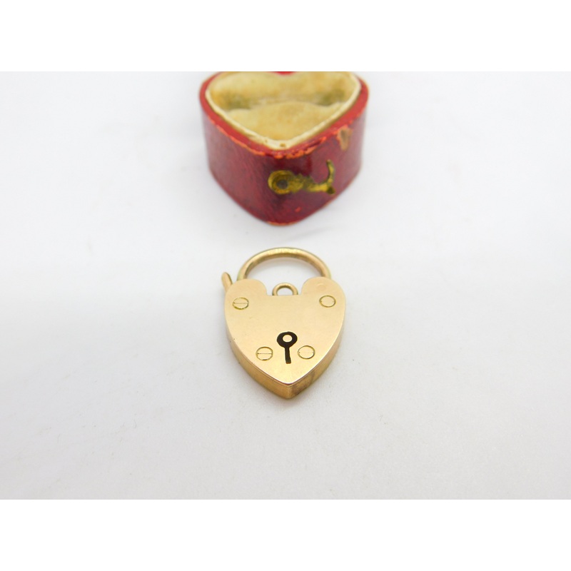 9ct Gold Heart Charm Bracelet Padlock Clasp Findings Antique Edwardian c1910