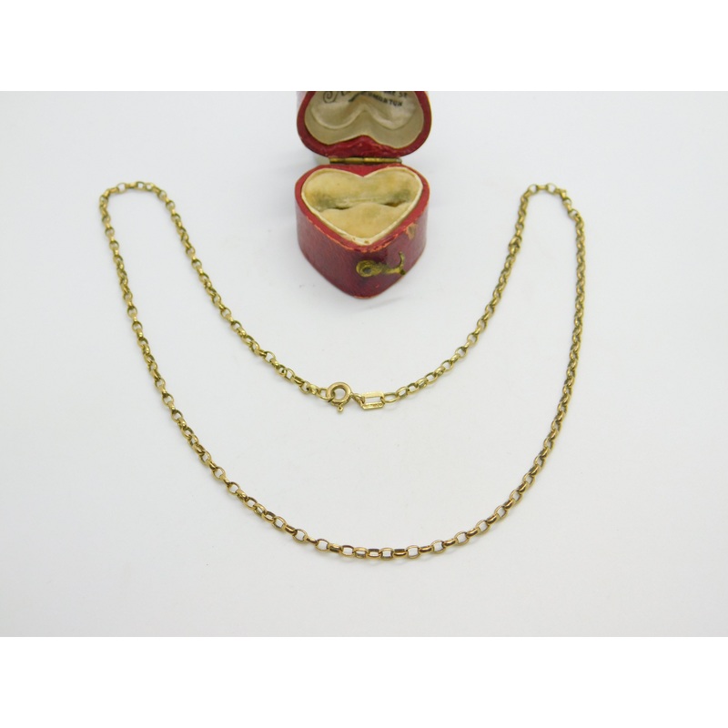 9ct Yellow Gold Cable Chain Link Necklace 42.0cm / 16.5" Vintage 1987