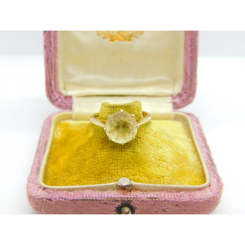 9ct Yellow Gold & Citrine Set Solitaire Ring Vintage c1970 Sheffield