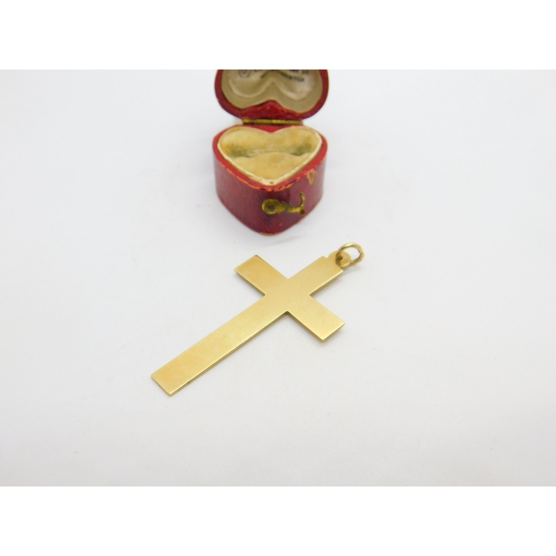 9ct Yellow Gold Cross Pendant English Chester Assay Art Deco 1939 Antique