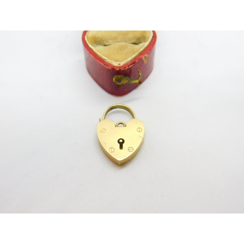 9ct Yellow Gold Heart Lock Charm Bracelet Clasp Vintage 1968 London