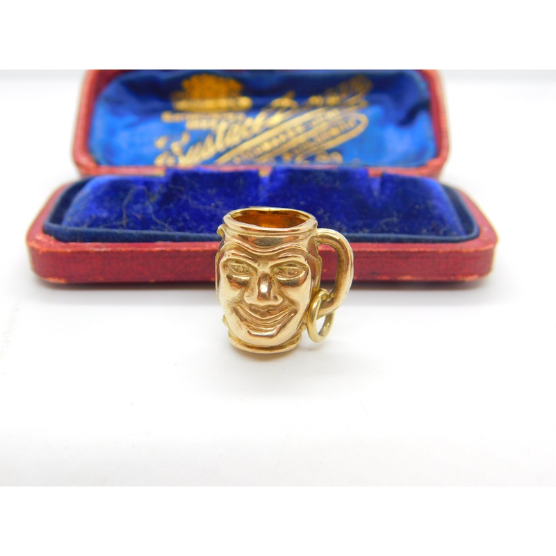 9ct Yellow Gold Novelty Toby Jug Charm Pendant 1971 Birmingham Vintage