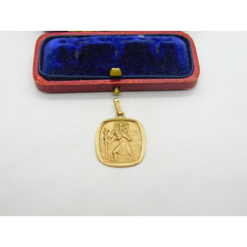 9ct Yellow Gold St Christopher Travel Saint Pendant Vintage 1989 London