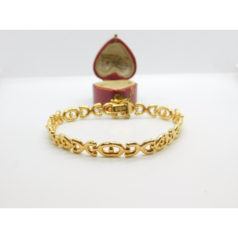9ct Yellow Gold Woven Link Panel Bracelet Vintage 1988 Birmingham Import