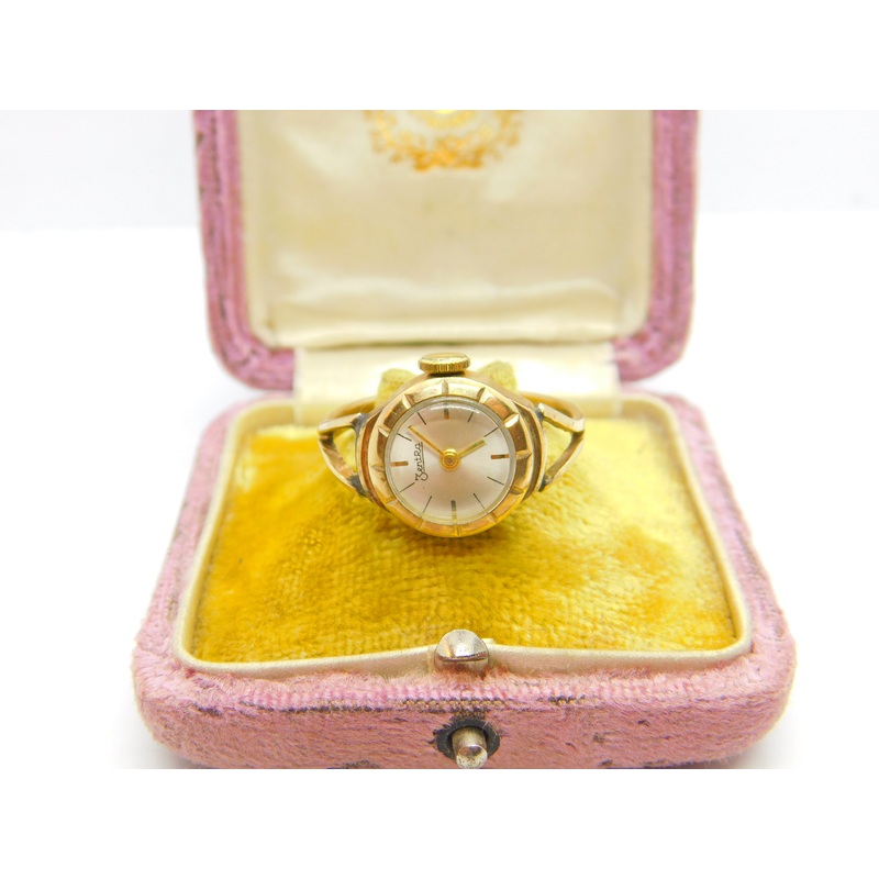 9ct Yellow Gold Zentra Watch Conversion Ring Mid-Century c1950 Birmingham