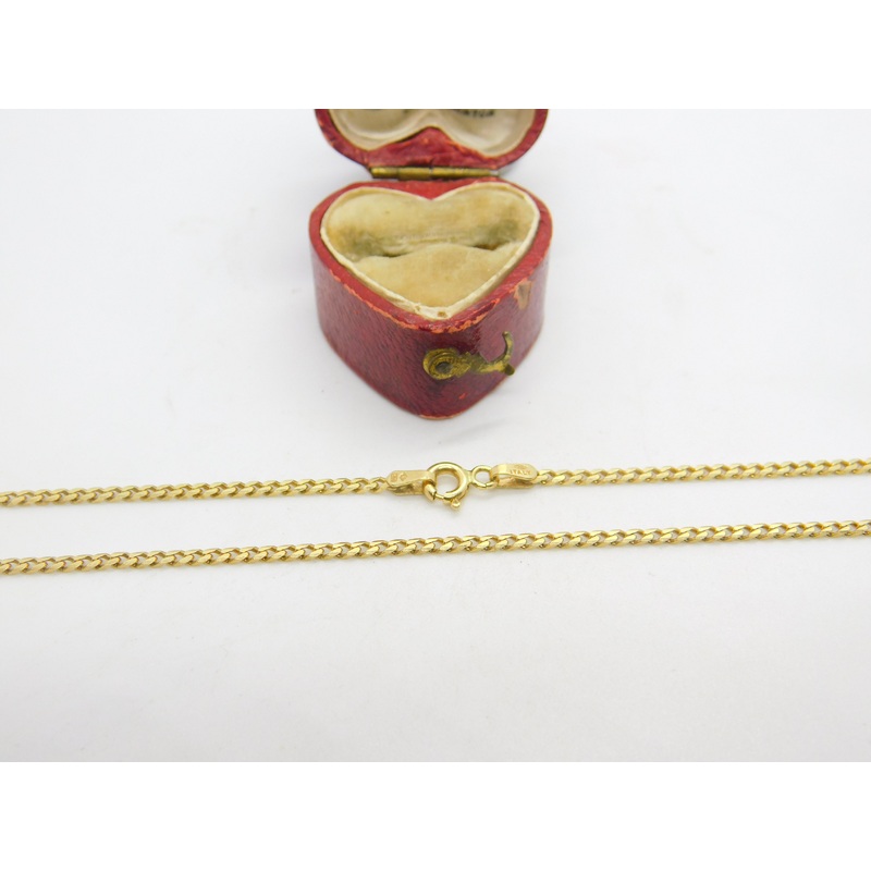Curb Link 18ct Yellow Gold Chain Necklace 44.8cm / 17.6" Vintage c1980