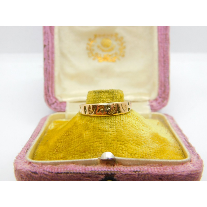 Edwardian 9ct Gold 'Mizpah' Sweetheart Band Ring Antique c1910