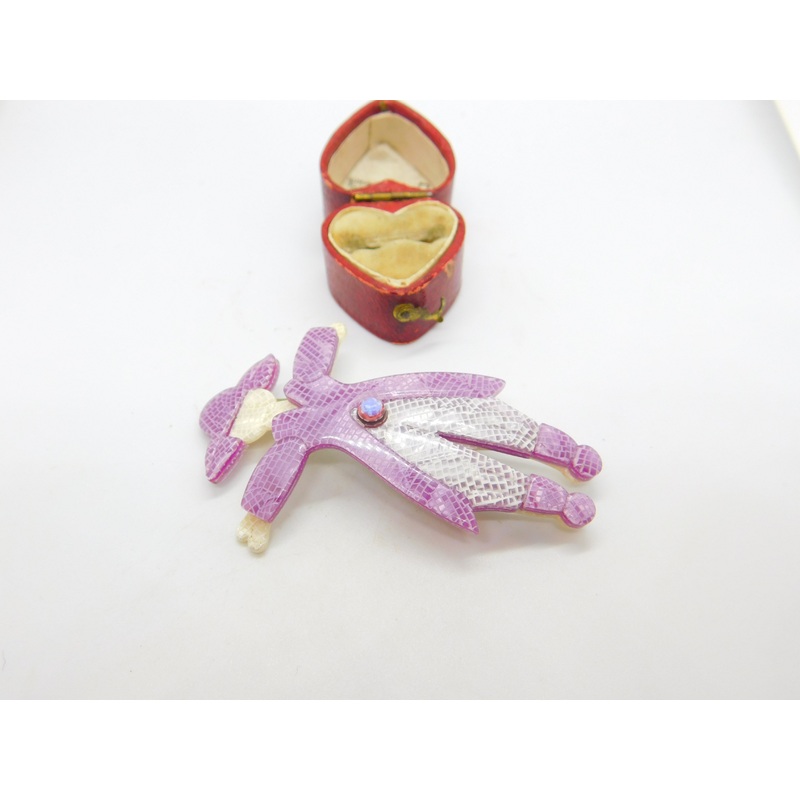 Fashionable Lady In Purple Lea Stein Paris Brooch Pin Vintage c1960