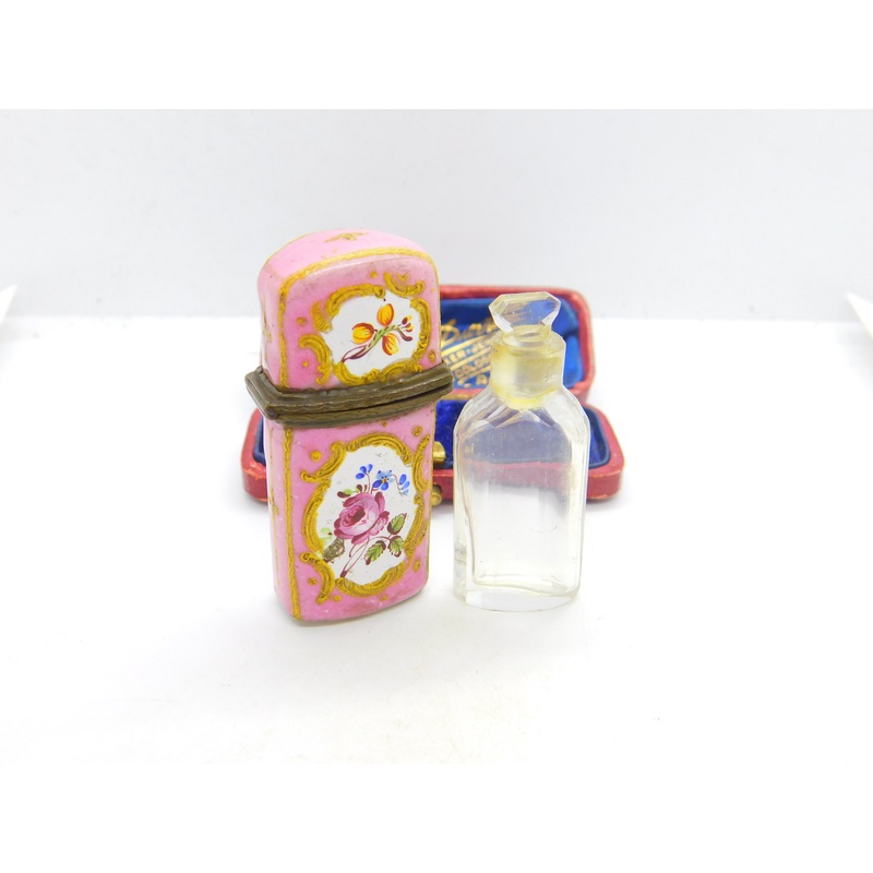 Georgian Colourful Bilston Enamel Scent Bottle Holder Floral Pattern c1780